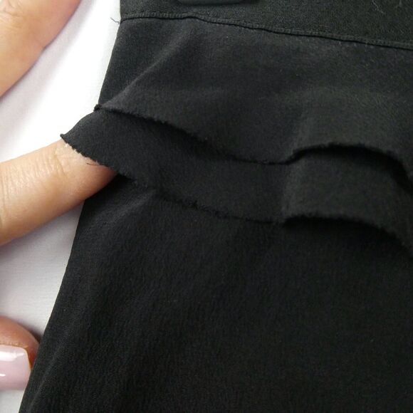 Robert Rodriguez Silk Exposed Zip Mini Skirt Sz 6 Black Tiered Chiffon - Picture 6 of 12